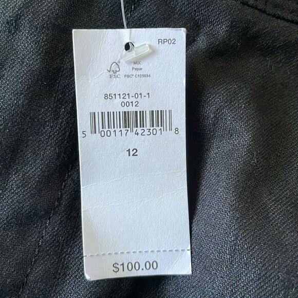 BANANA REPUBLIC Linen-Blend Wide-Leg Pleated Pant, Black, Size 12 - Picture 6 of 8